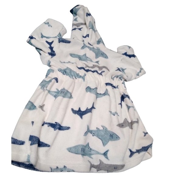 Baby's Shark Bath Robe - Just One You Made By Carter’s - White  Size 0-9M - Picture 2 of 6